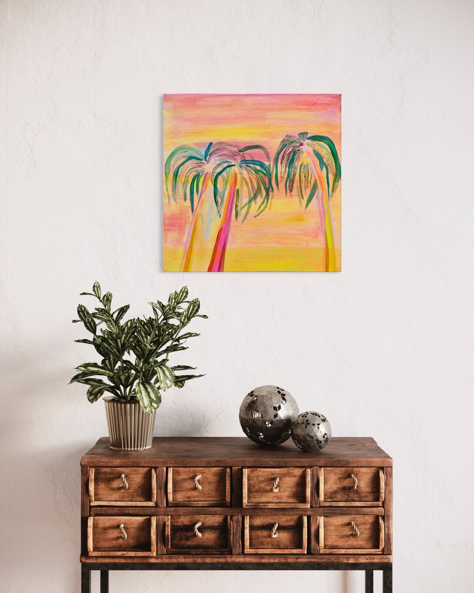 Organic Botanical Acrylic Painting By Kathryn Sillince, 16 X 16", 