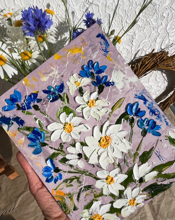 Daisy Cornflowers Painting