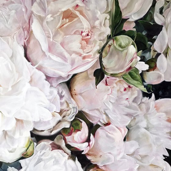 Delicate painting with peonies 90 * 60 cm by Ivlieva Irina
