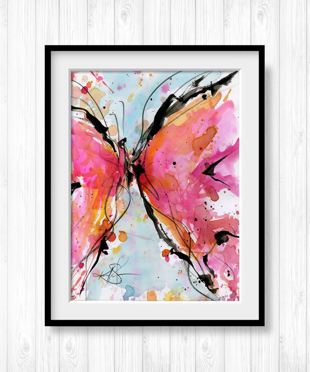 Butterfly Song 2019-5 - Abstract Minimal Butterfly Painting by Kathy Morton Stanion