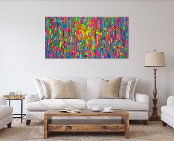 63x31.5'' Large Ready to Hang Colourful Modern Abstract Painting - XXXL Happy Gypsy Dance 12