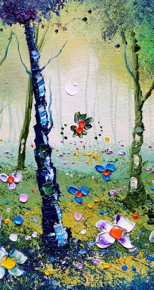"Mint Green Forest & Flowers in Love" by Phil Broad