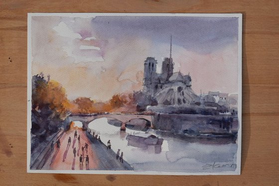 Sunset  by the  Notre-Dame , Paris