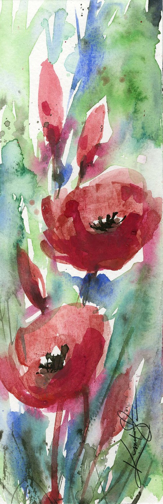 Poppy Love Collection 4 -  3 Watercolor Flower Paintings by Kathy Morton Stanion