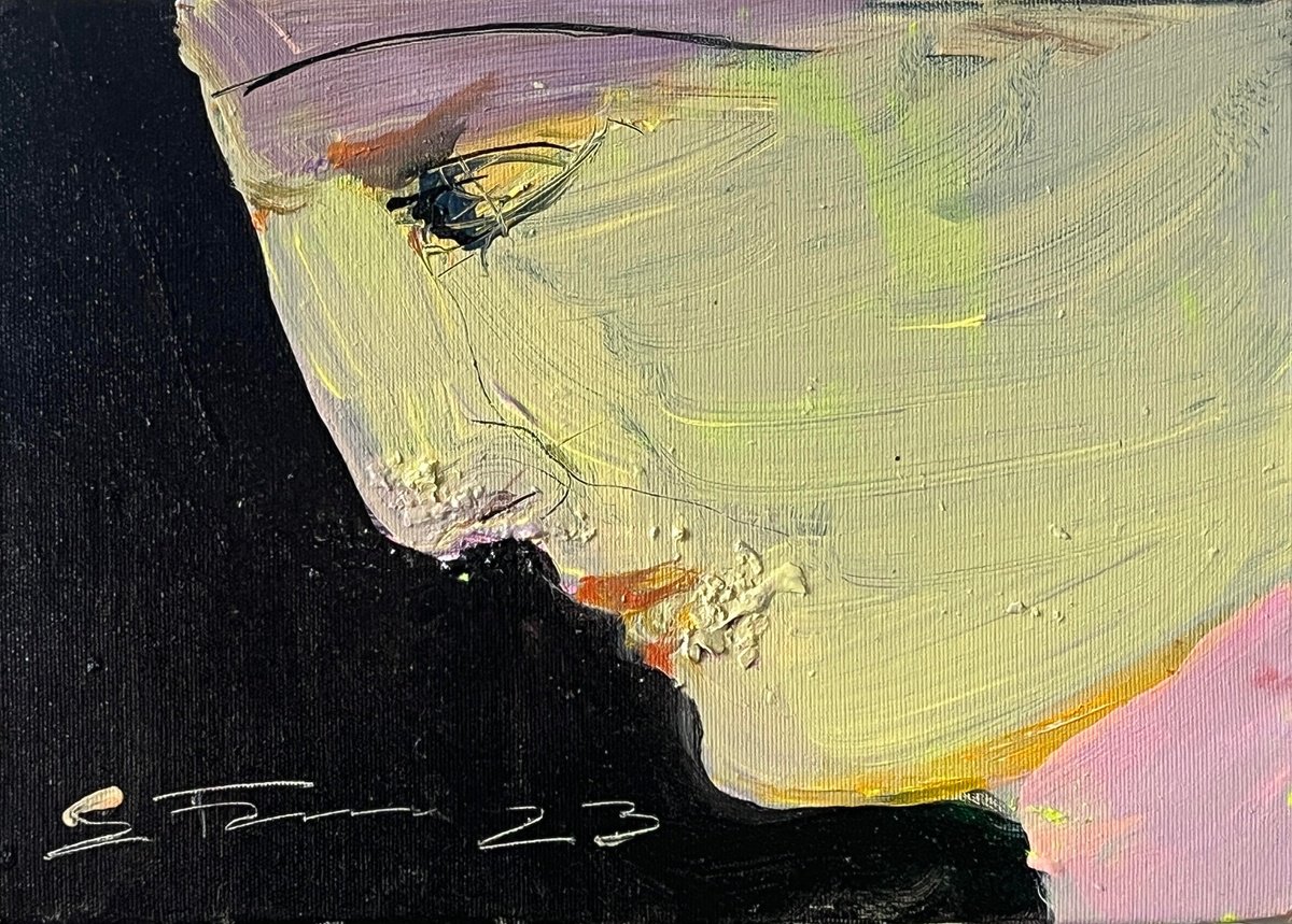 Expressive Portrait Acrylic Painting By Eduard Belsky, 14 X 10, A Look Into The Night, Original Artwork