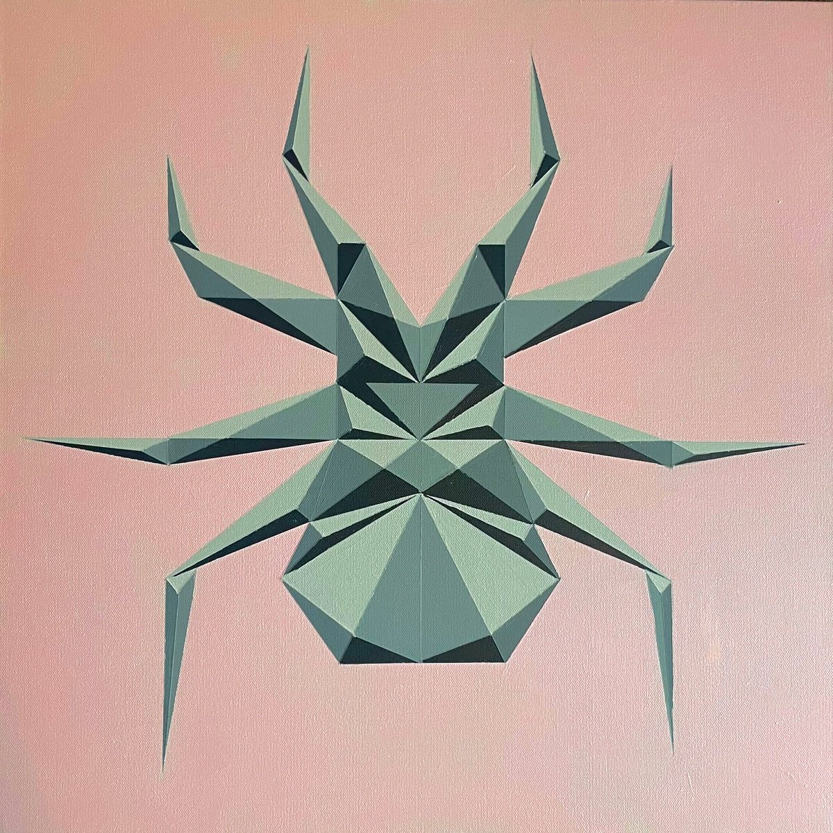 Geometric Animal Acrylic Painting By Dominic Joyce, 24 X 24, The Female Of The Species, Original Artwork