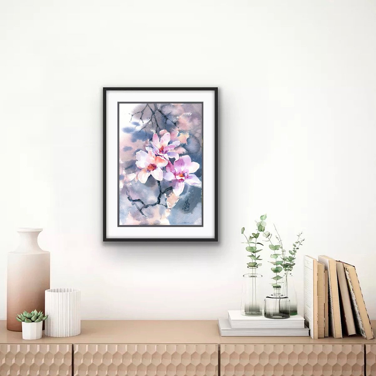 Impressionistic Botanical Watercolour By Ksenia Selianko, 8 X 12", What A Magnolia Garden Dreams, Original Artwork