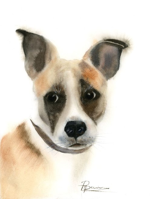 Watercolor Dog Portrait by Olga Shefranov (Tchefranov)