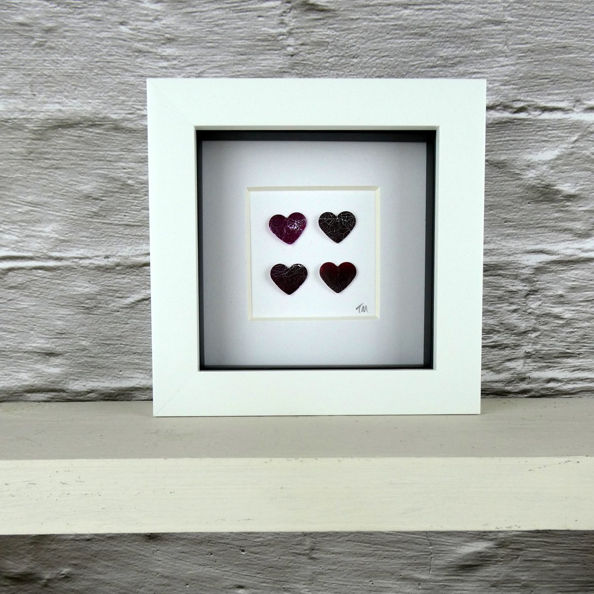 4 purple hearts by Tracey Mason