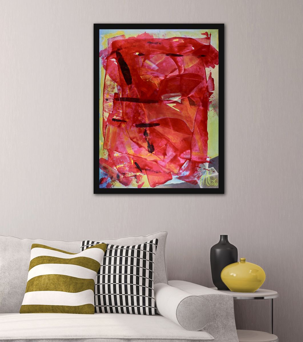 Art on paper - Scarlet spectra - 46 x 61 cm - Nestor Toro by Nestor Toro