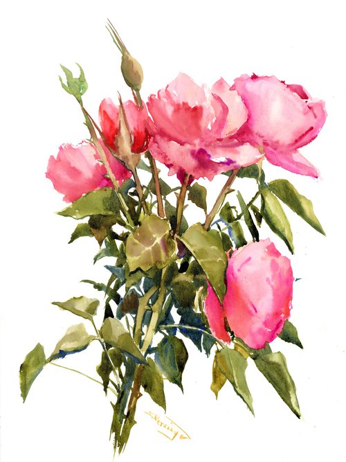 Pink Roses From the Garden by Suren Nersisyan