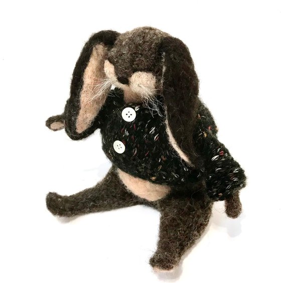 Happy, felted wool rabbit