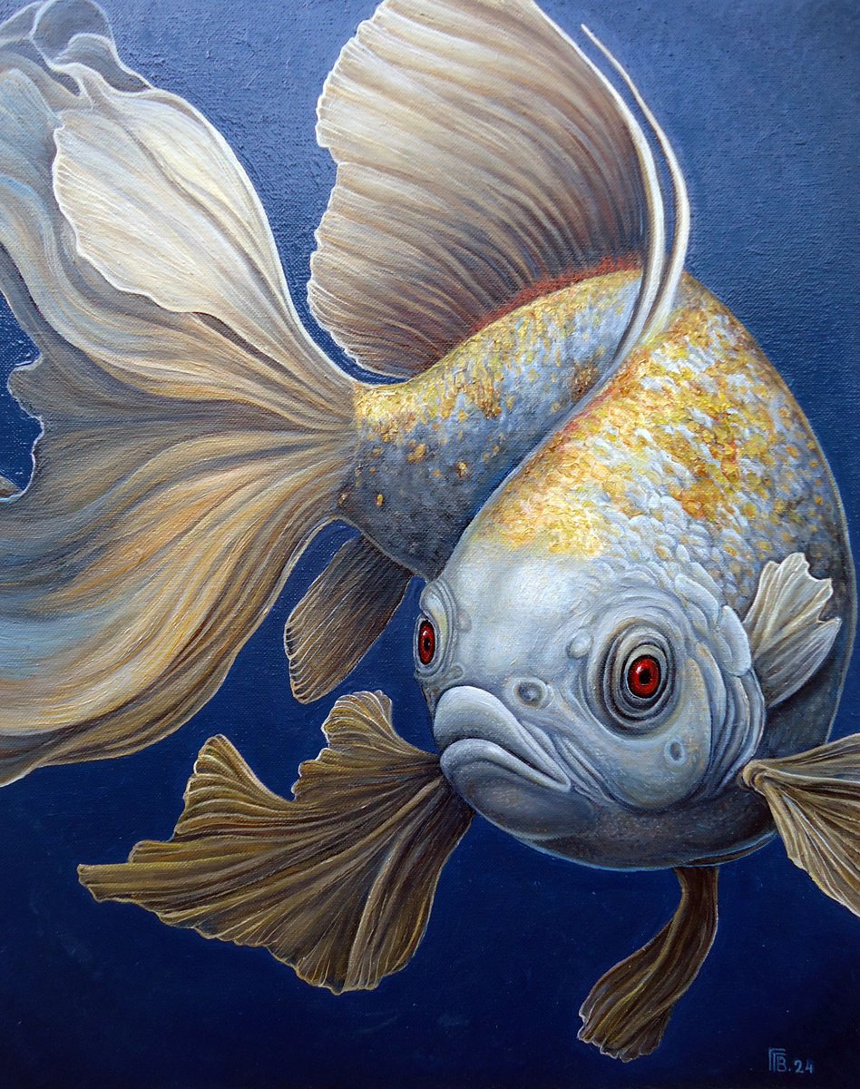 Photorealistic Animal Oil Painting By Grigor Velev, 16 X 20, Ethereal Flow, Original Artwork