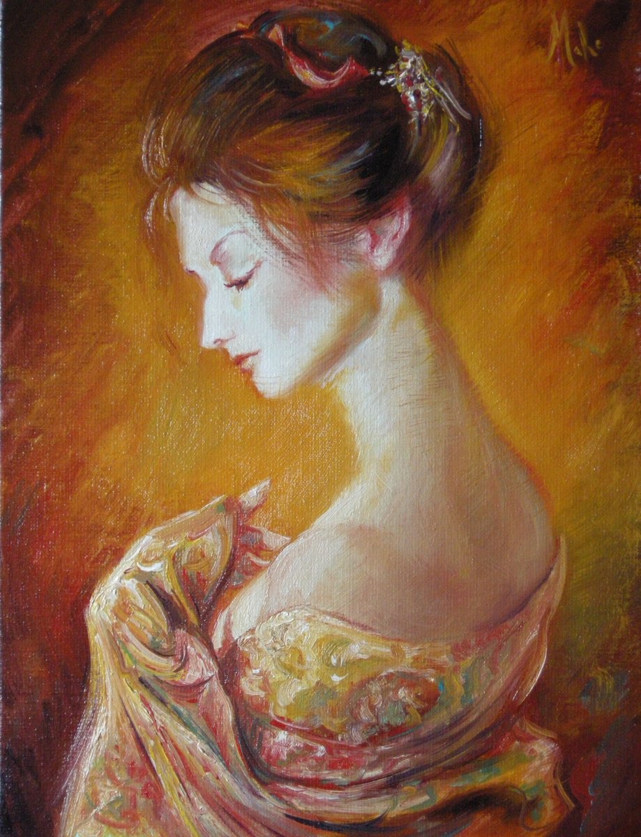 Impressionistic Portrait Oil Painting By Isabel Mahe, 14 X 17, Mahola, Original Artwork