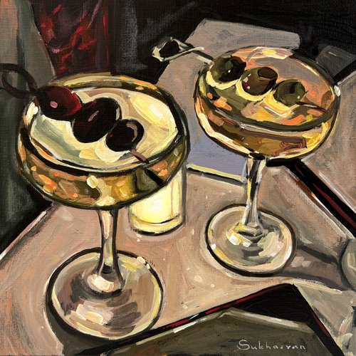 Still Life with Two Cocktails in the Dark by Victoria Sukhasyan