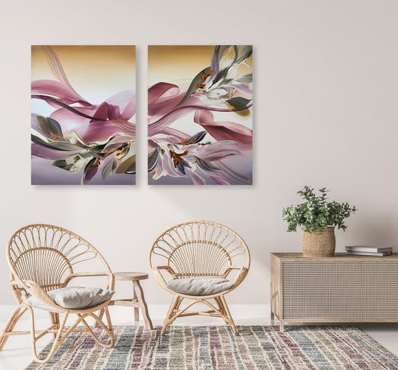 Blushing Canopy Diptych