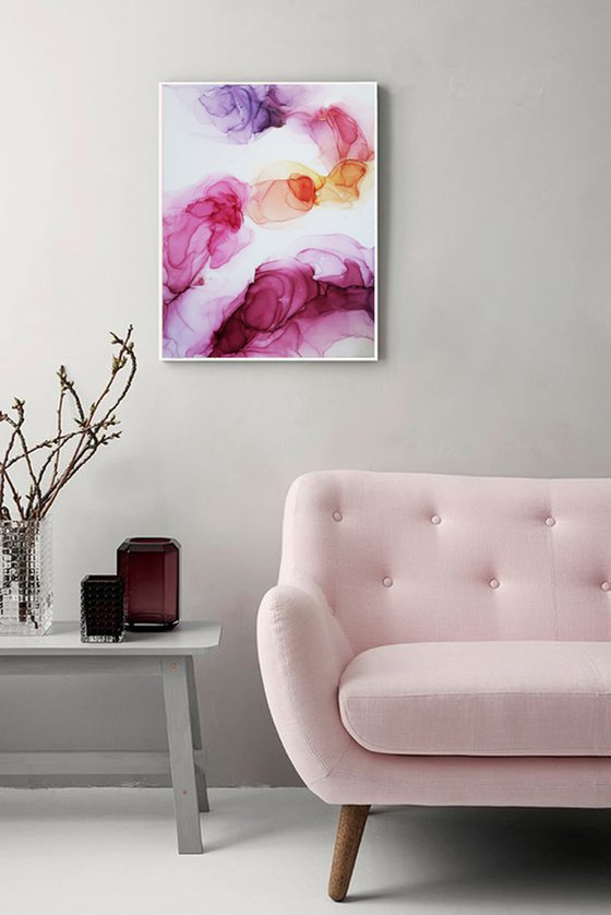 Alcohol Ink abstract painting Pink