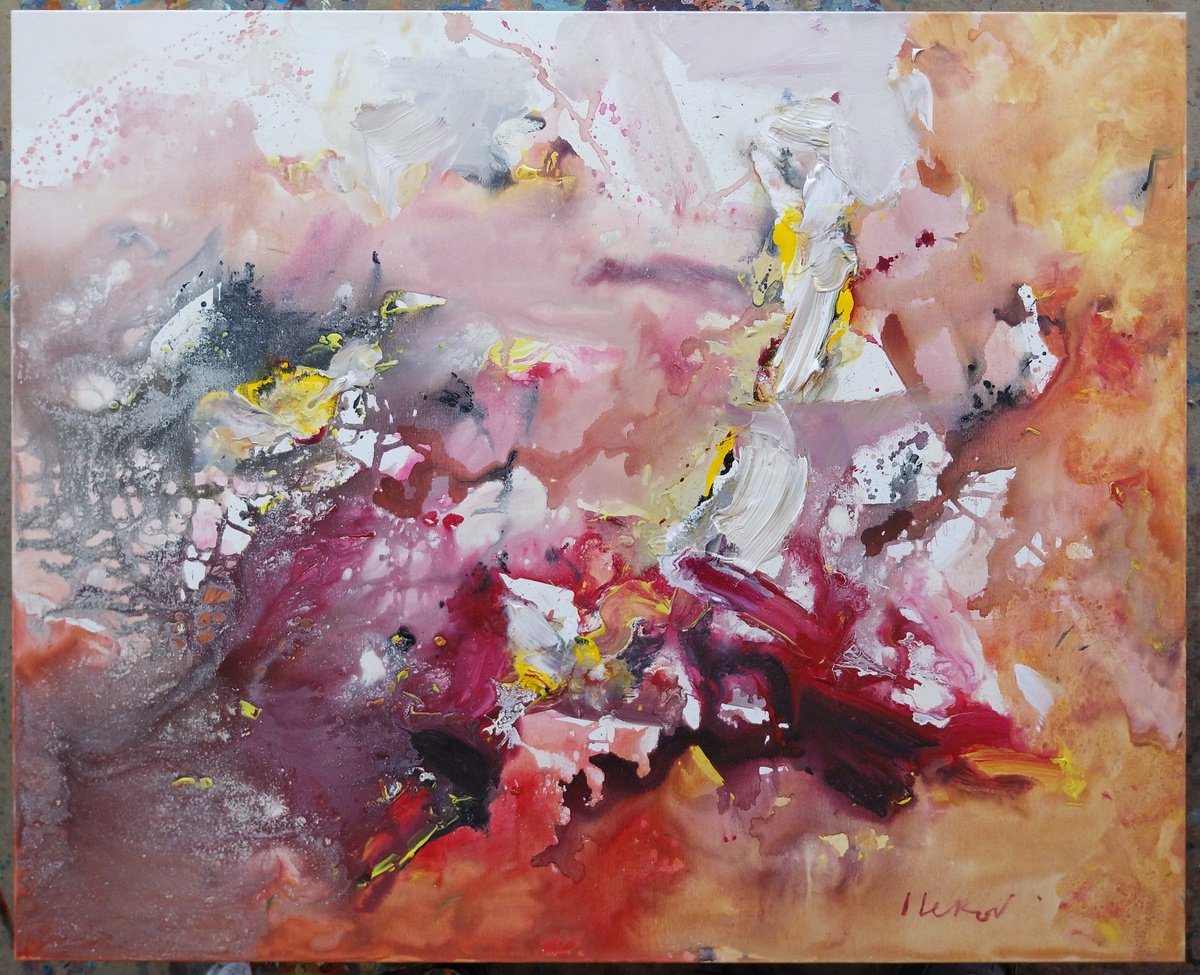Abstract Acrylic Painting By Ivo Lekov, 39 X 32, Suddenly 3, Original Artwork