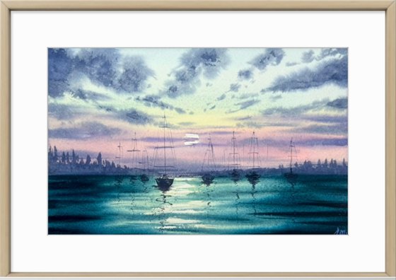 Moonlight on the sea Yachts