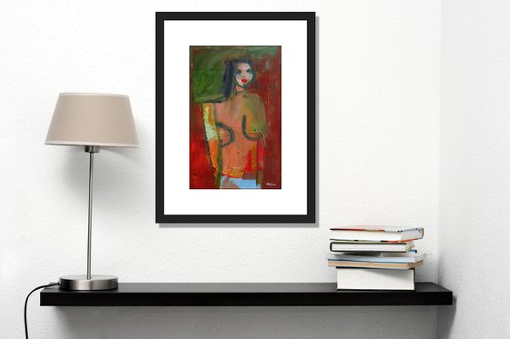 NUDE ABSTRACT PRETTY FEMALE RED LIPS.