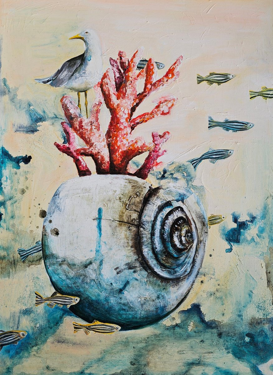 Impressionistic Animal Painting By Evgenia Smirnova, 22 X 30, Seagull Captain, Original Artwork