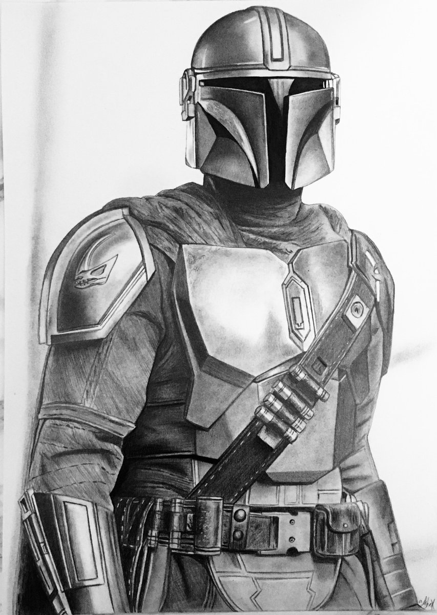 Mandalorian Pencil Drawing | Star Wars Art Drawings, Star Wars Painting