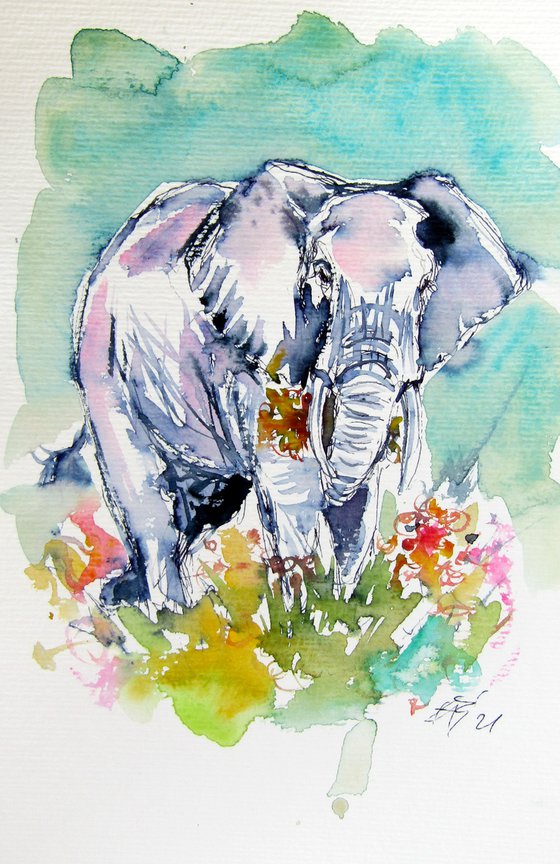 Elephant with flowers