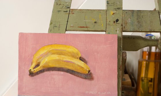 modern still life of pink banana
