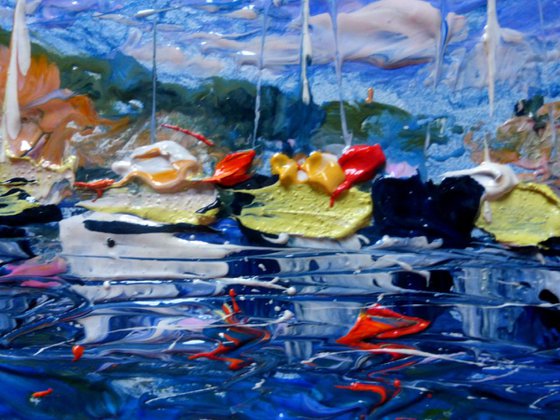 Yachts, original oil painting 15x20 cm