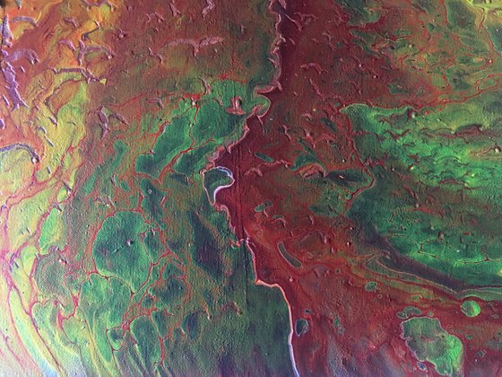 "Line In The Sand" - FREE USA SHIPPING - Original Abstract PMS Fluid Acrylic Painting - 36 x 18 inches