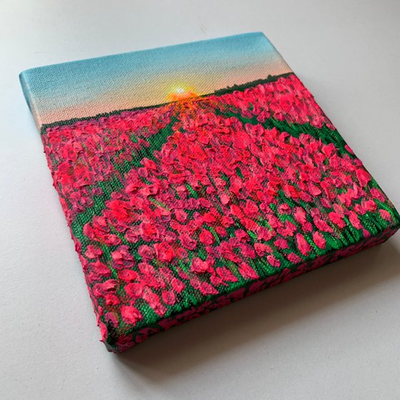 Tulip fields ! Small Painting!!  Ready to hang