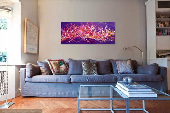 Colour Riot - Large Panoramic, XL, 120x50cm, abstract, Modern Art Office Decor Home