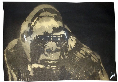 Gorilla in the groove (AirPods) (on gorgeous watercolour paper). by Juan Sly