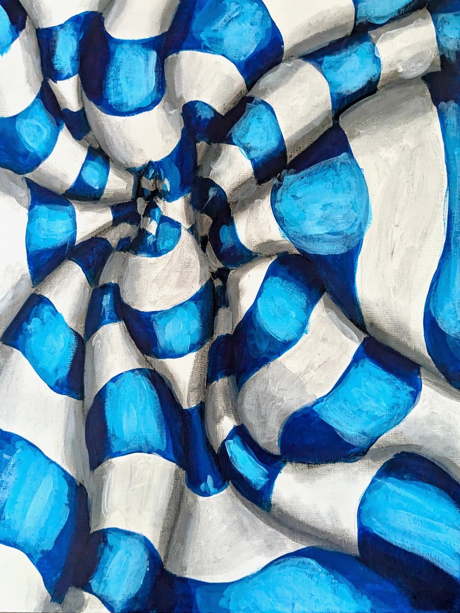 Geometric Abstract Acrylic Painting By Massimo Castronuovo, 12 X 16", Sky, Original Artwork