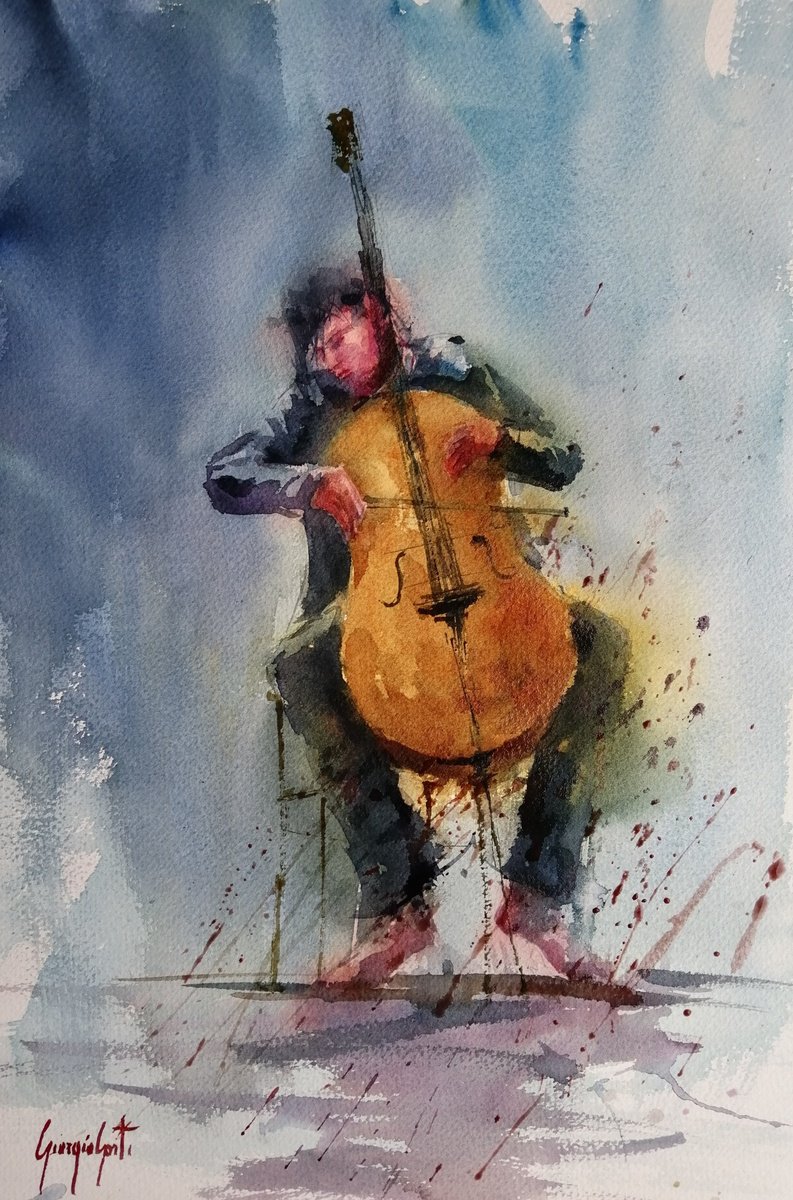 Impressionistic Watercolour , Musician 9 By Giorgio Gosti, 14 X 21, Artwork For Sale On Artfinder
