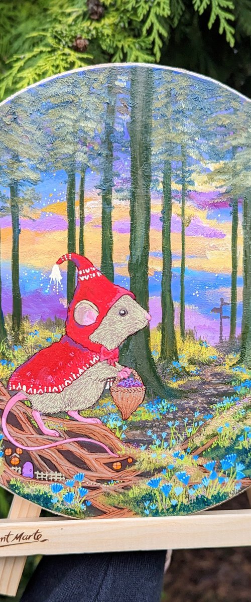 Whimsical Fairytale Painting, Red Riding Shrew by Holly Foster