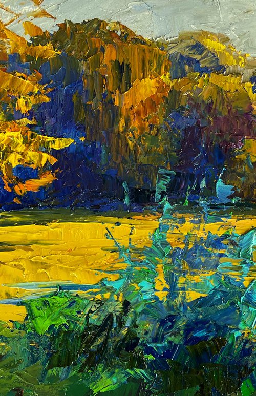 Autumn Evening River Bank by Boris Serdyuk