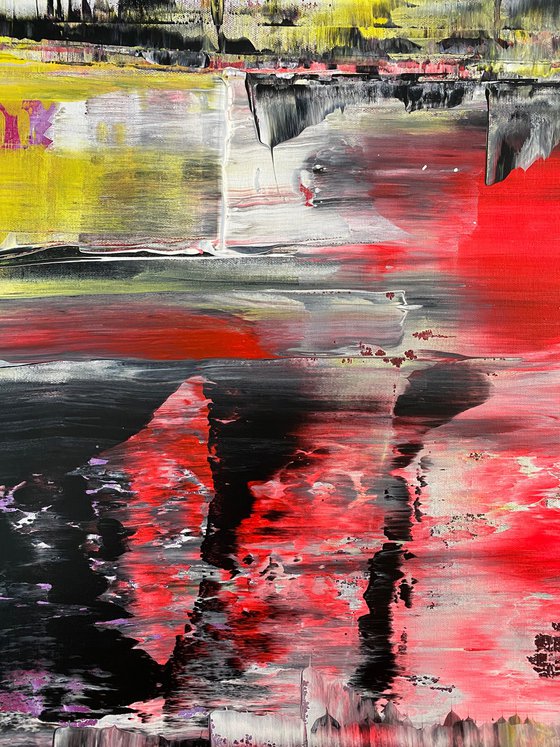 "We Can Beat Them" - Original PMS Large Abstract Acrylic Painting On Canvas - 28" x 35"