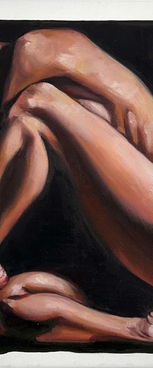 Within Myself -  Female Nude in Black Space by Julia Shilo