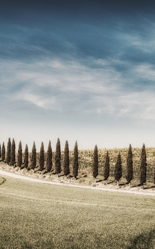 Tuscan white road with cypresses by Karim Carella