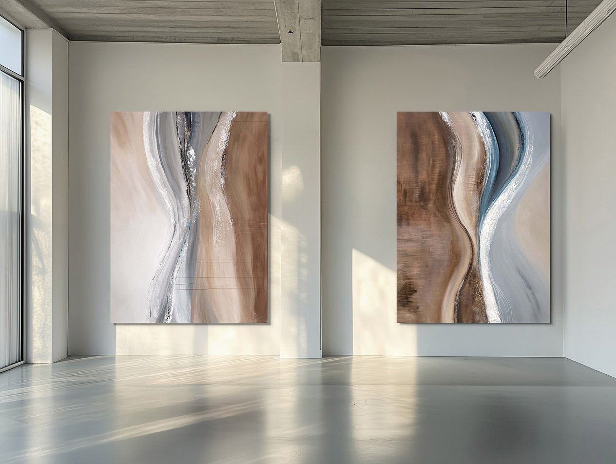 Parallel Currents Diptych By Tatiana Malinovscaia, 79 X 55, Artwork For Sale On Artfinder