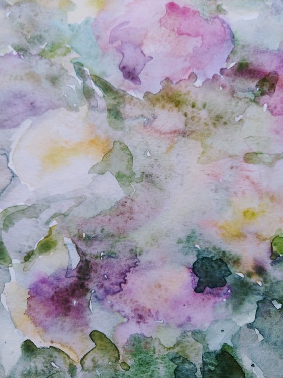 Abstract bouquet. Original watercolour painting.