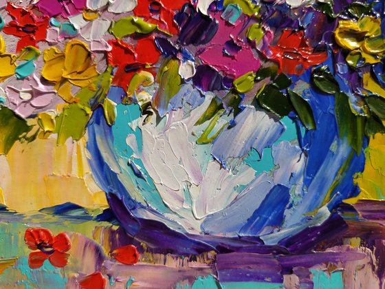 Flowers for you - small painting, oil painting, flowers, bouquet, gift idea, gift, flowers oil painting