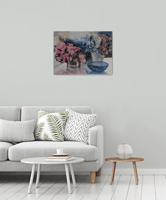 Stillife with blue bowl