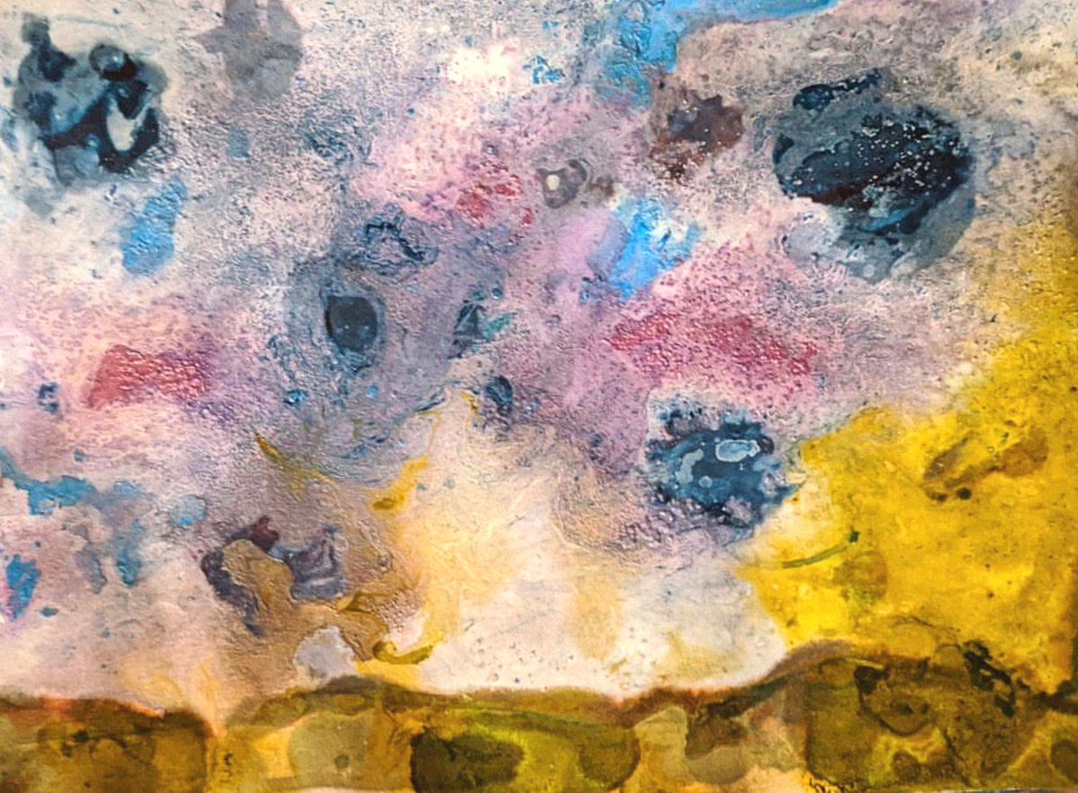 Abstract Painting By Shelli Finch, 12 X 9", First Snow Day, Original Artwork