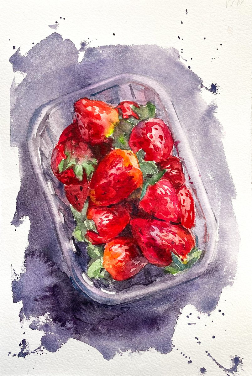 Strawberry | little watercolor etude by Nataliia Nosyk