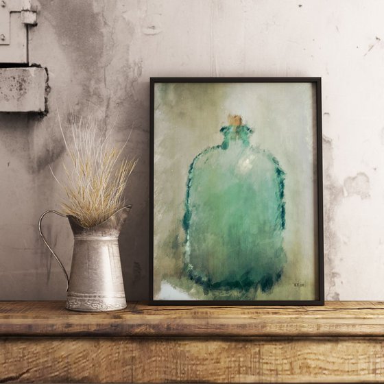 Green Glass Bottle - Still Life