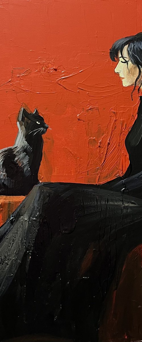 Woman and the Black Cat by Vahe Bagumyan