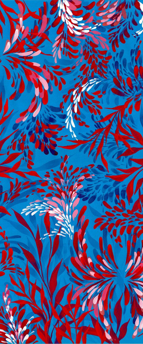 Red on Blue Blossom by Shushanik Karapetyan