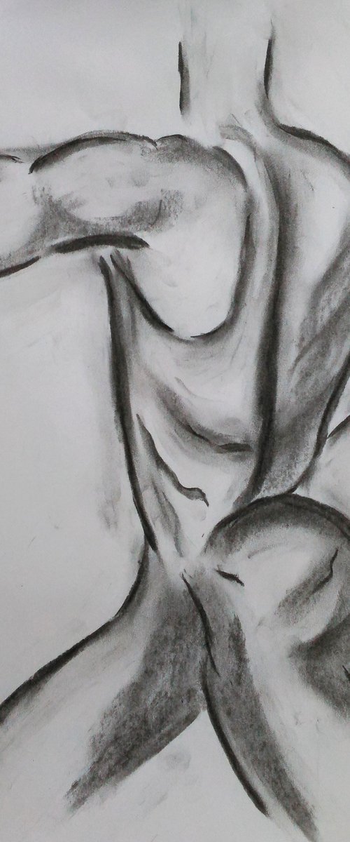 Man Nude charcoal artwork by Halyna Kirichenko